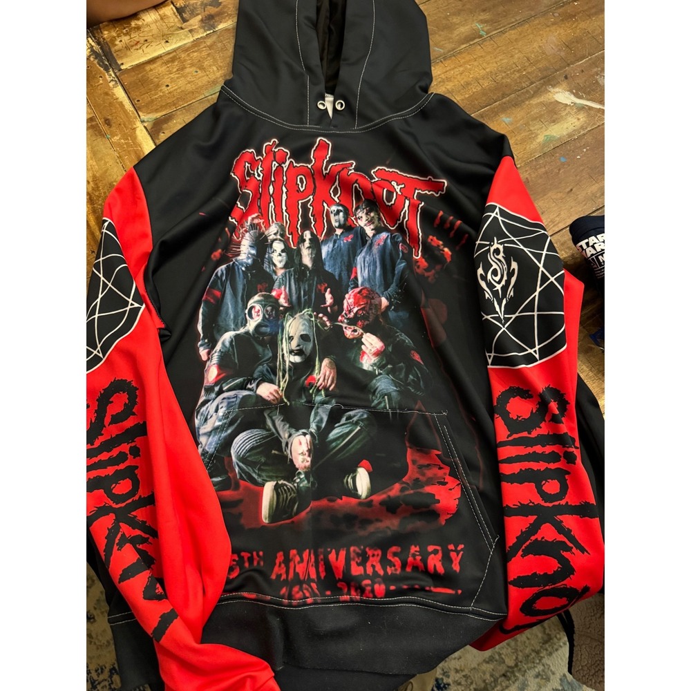 Slipknot 25th Anniversary Hoodie 1995-2020 Band Graphic Sweatshirt Black Red